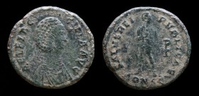 Aelia Flaccilla (383 - 388), AE2. Constantinople, 5th Officina, 5.78g, 23.0mm.
Obv: AEL FLACCILLA AVG, Bust right, with elaborate head-dress, draped, ...