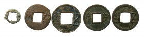 Ancient Chinese lot, Western Han (200 BCE) to Western Wei (556 CE) (5 pieces, value 40 to 50 CAD)
Pick up a copy of Hartill’s “Chinese Cash Coins,” (4...