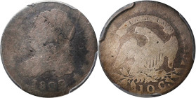 1809 Capped Bust Dime. JR-1, the only known dies. Rarity-3+. Fair-2 (PCGS).

PCGS# 4486. NGC ID: 236U.