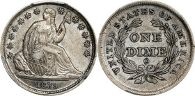 1839-O Liberty Seated Dime. No Drapery. Fortin-105b. Rarity-4. Late Die State. Large O. AU-58 (PCGS).

PCGS# 4572. NGC ID: 237Y.