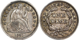 1841 Liberty Seated Dime. Fortin-104. Rarity-3. Repunched Date. EF-45 (PCGS).

PCGS# 4579. NGC ID: 2384.
