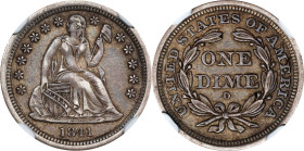 1841-O Liberty Seated Dime. Fortin-108. Rarity-2. AU-50 (NGC).

PCGS# 4580. NGC ID: 2385.