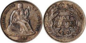1866-S Liberty Seated Dime. Fortin-101. Rarity-4. EF-45 (PCGS).

PCGS# 4644. NGC ID: 239T.