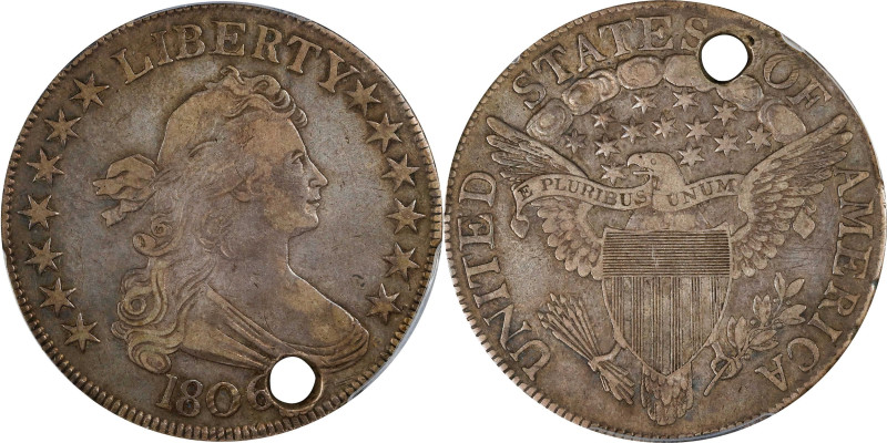 1806 Draped Bust Half Dollar. O-118, T-24. Rarity-3. Pointed 6, Stem Through Cla...