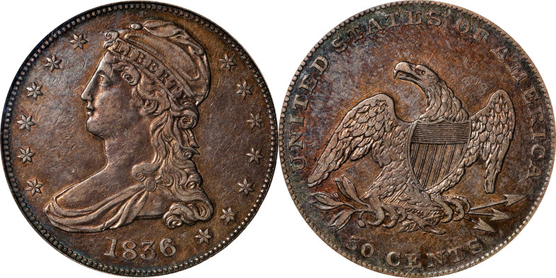 1836 Capped Bust Half Dollar. Reeded Edge. 50 CENTS. GR-1, the only known dies. ...