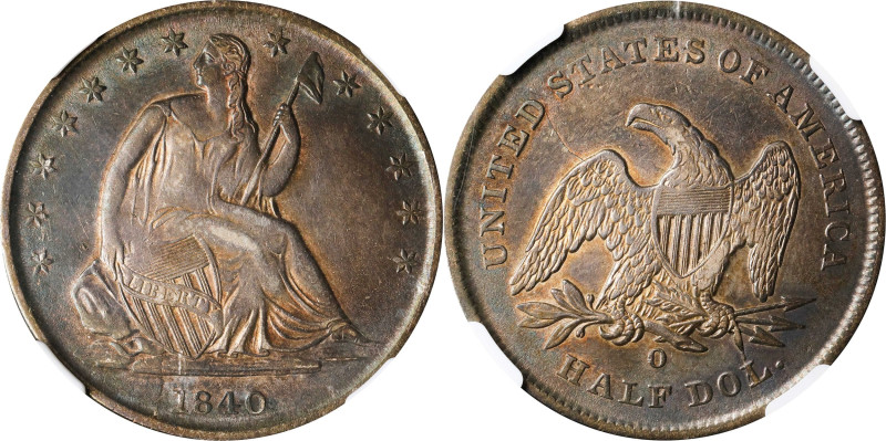 1840-O Liberty Seated Half Dollar. WB-11. Rarity-2. Late Die State. Large O. AU-...