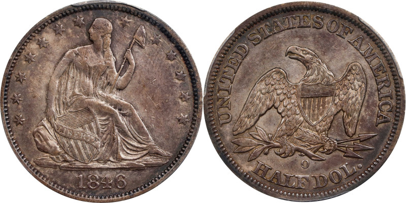 1846-O Liberty Seated Half Dollar. WB-1. Rarity-2. Medium Date. Repunched Date. ...