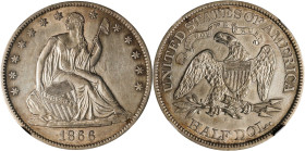 1866-S Liberty Seated Half Dollar. Motto. WB-5. Rarity-4. AU Details--Cleaned (NGC).

PCGS# 6320. NGC ID: 27SY.