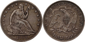 1868 Liberty Seated Half Dollar. WB-1. Rarity-3. High Date. EF-40 (PCGS).

PCGS# 6323. NGC ID: 24JV.