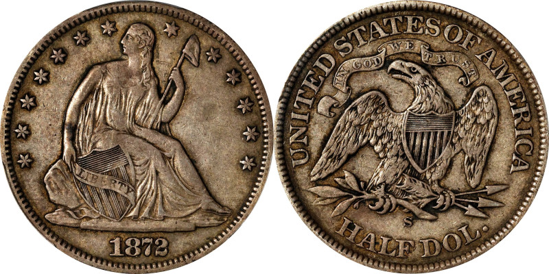 1872-S Liberty Seated Half Dollar. WB-1. Rarity-3+. VF-35 (PCGS).

PCGS# 6335....