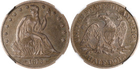 1873 Liberty Seated Half Dollar. Arrows. WB-108. Small Arrows, Repunched Date. EF-45 (NGC).

PCGS# 6343. NGC ID: 24L7.