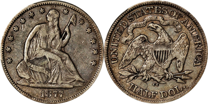 1877-CC Liberty Seated Half Dollar. WB-9. Rarity-4. VF-25 (PCGS).

PCGS# 6356....