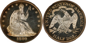 1880 Liberty Seated Half Dollar. Proof-64 Cameo (NGC).

PCGS# 86441. NGC ID: 27UF.