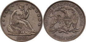 1880 Liberty Seated Half Dollar. WB-102. Type II Reverse. EF-40 (PCGS).

PCGS# 6362. NGC ID: 24KT.