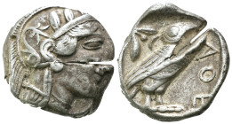 Athens. (454-404 BC). AR Tetradrachm. Attika. Obv: head of Athena Parthenos. Rev: owl right, olive branch and crescent. Weight 17.09 gr - Diameter 25 ...