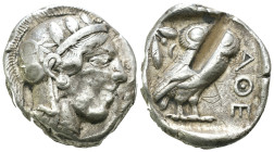 Athens. (454-404 BC). AR Tetradrachm. Attika. Obv: head of Athena Parthenos. Rev: owl right, olive branch and crescent. Weight 17.13 gr - Diameter 26 ...