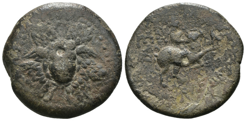 Pontos. Amisos. Mithradates VI. Eupator. (85-65 BC) Æ Bronze. Obv: Aegis facing....