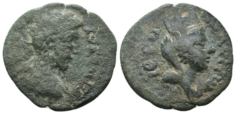 Caracalla. (198-217 AD). Æ Bronze. Mesopotamia. Carrhae. Obv: laureate and drape...