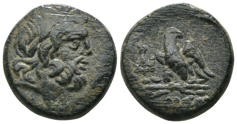 Pontos. Amisos. (120-63 BC) Æ Bronze. Obv: laureate head of Zeus right. Rev: eag...