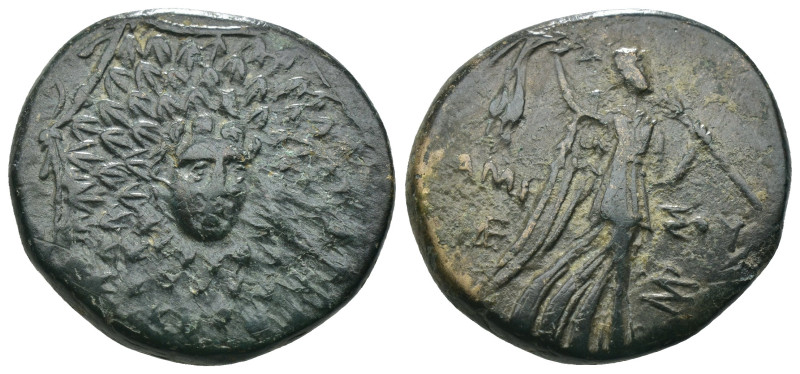 Pontos. Amisos. Mithradates VI. Eupator. (85-65 BC) Æ Bronze. Obv: Aegis facing....