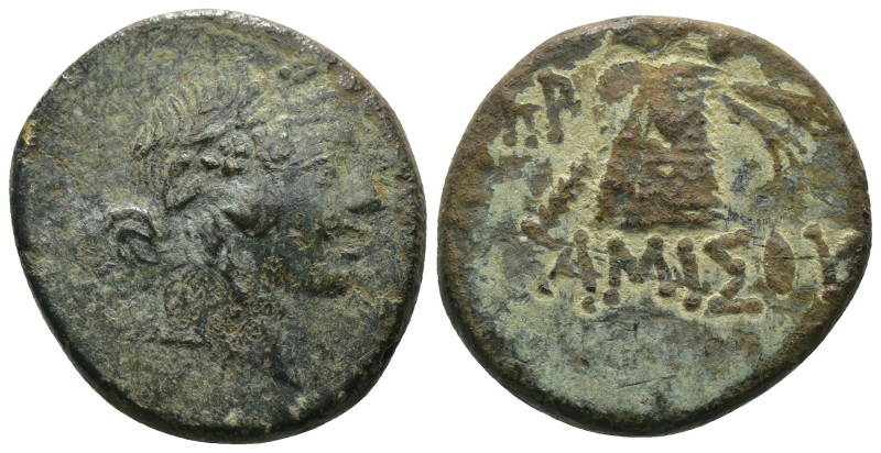 Pontos. Amisos. Mithradates VI.Eupator (85-65 BC). Bronze Æ. Pergamon. Obv: laur...