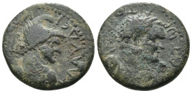 Caracalla. (198-217 AD). Æ Bronze. Mesopotamia. Carrhae. Obv: laureate and draped bust of Caracalla right. Rev: bust of Tyche right. Weight 4.94 gr - ...