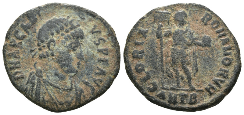 Arcadius. (383-388 AD). Follis. Nicomedia. Obv: D N ARCADIVS P F AVG. diademed a...