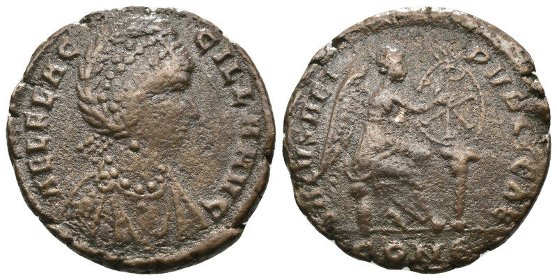 Aelia Flaccilla. ( 383-388 AD). Follis. Antioch. Obv: AEL FLACCILLA AVG. Pearl-d...