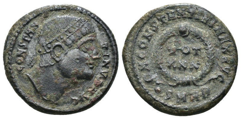 Constantinus I. (317-326 AD). Follis. Thessalonica. CONSTANTINUS NOB CAES. laure...