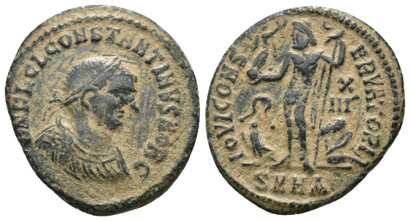 Constantinus I. (317-320 AD). Follis. Heraclea. Obv: IMP CONSTANTINVS AVG. drape...