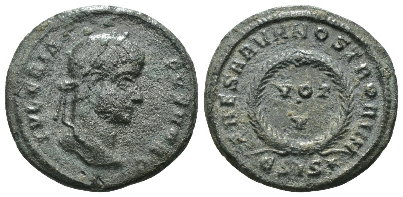 Crispus. (323-324 AD). Æ Follis. Siscia. Obv: IVL CRISPVS NOB C. laureate bust o...