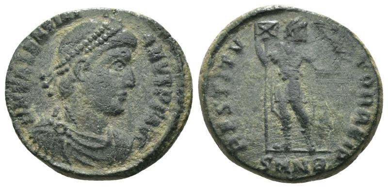 Valentinian II. (392-395 AD). Follis. Antioch. Obv: DN VALENTINIANVS PF AVG. dia...