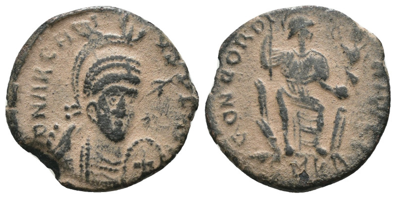 Arcadius. (402 AD). Æ Centenionalis. Antioch. Obv: D N THEODOSIVS P F AVG. helme...