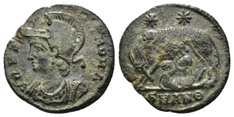 Constantinus I. (306-337 AD). Æ Follis. Alexandria. Obv: VRBS ROMA. helmeted bus...