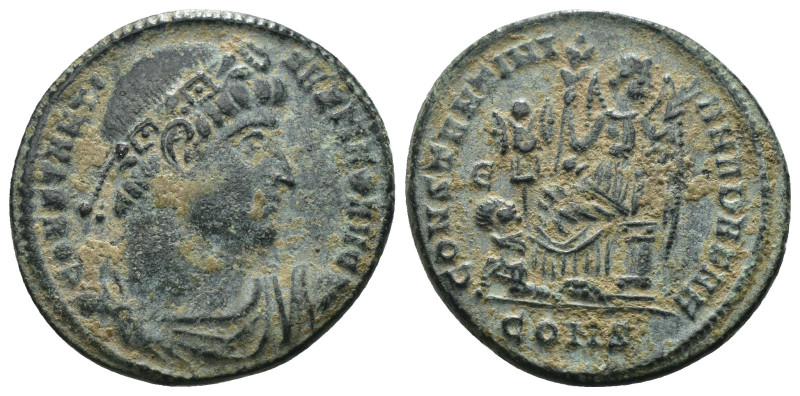 Constantinus I. (328 AD). Follis. Constantinople. Obv: CONSTANTINVS MAX AVG. lau...