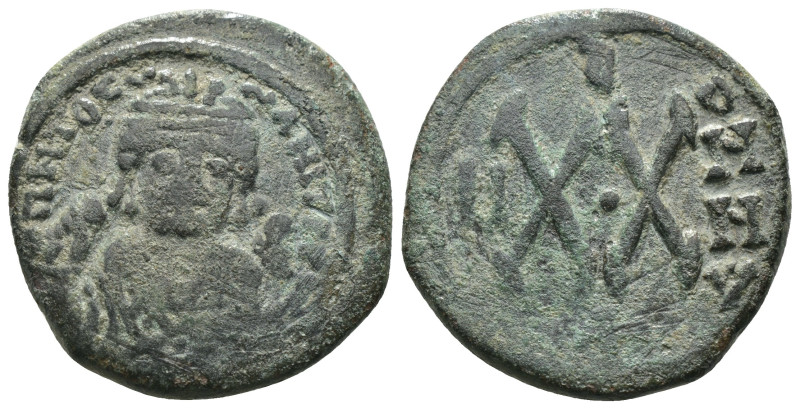 Tiberius II. Constantine. (578-582 AD). 1/2 Follis / 20 Nummi. (21mm, 5,86g) Con...