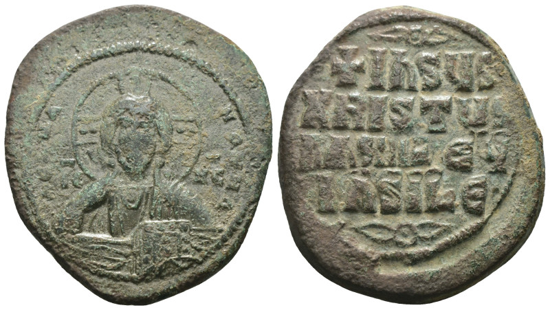 Basil II. and Constantine VIII. (1020-1028 AD). Follis. Constantinople. Obv: bus...