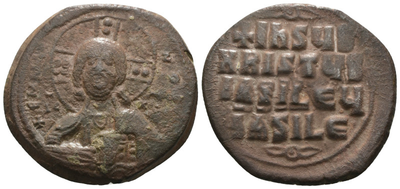 Basil II. and Constantine VIII. (1020-1028 AD). Follis. Constantinople. Obv: bus...