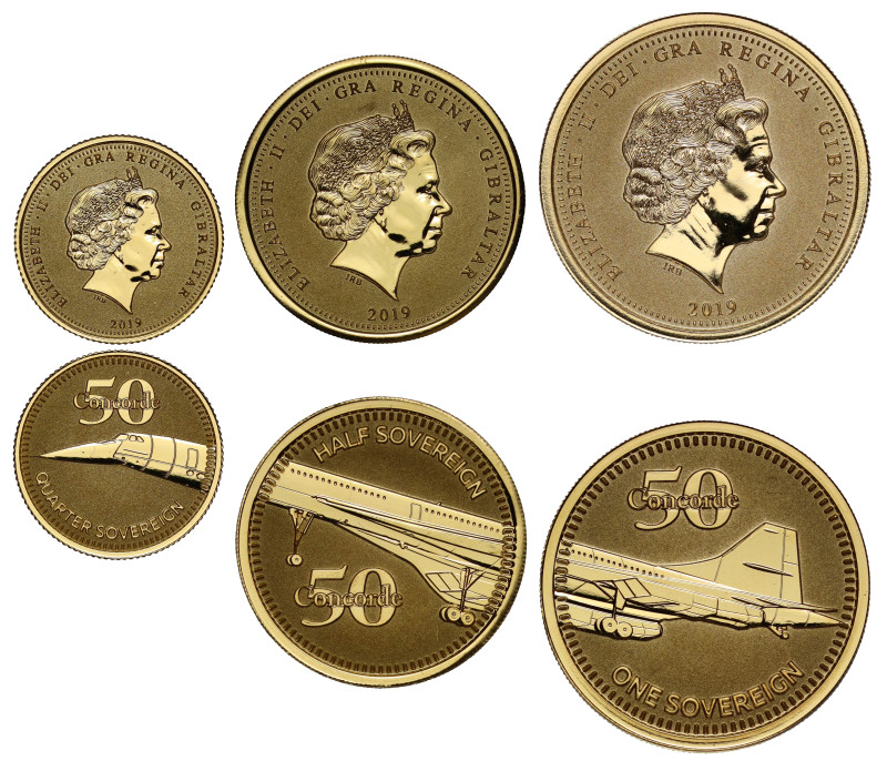 g Gibraltar, Elizabeth II (1952-2022), gold proof 3-coin Set, composed of Sovere...