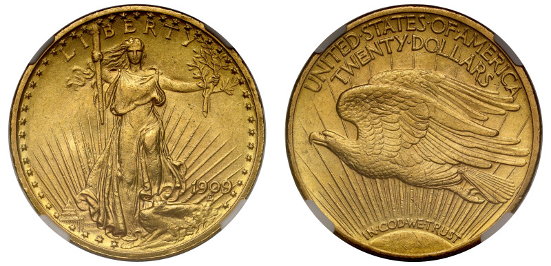 g MS61| USA, gold Twenty Dollars or Double Eagle, 1909/8, Philadelphia mint, St....