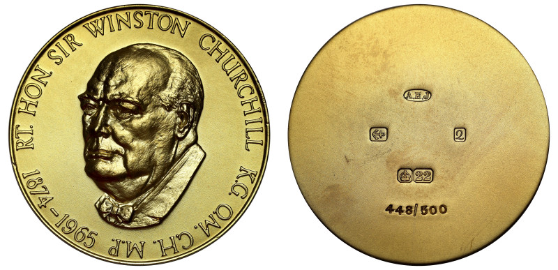 The Life of the Rt. Hon. Sir Winston Churchill, 1874-1965, gold medallion, bust ...