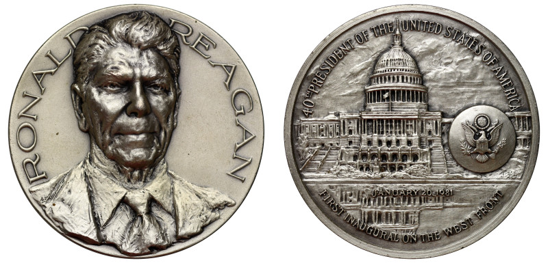 USA, Inauguration of Ronald Reagan on the 20th January 1981, large silver medal,...