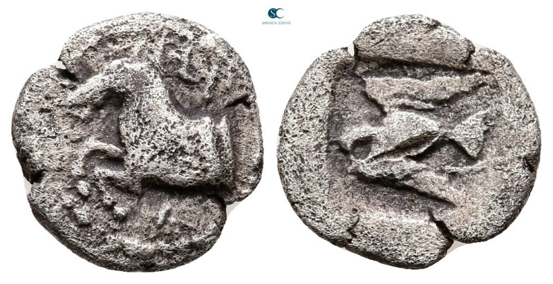 Kings of Thrace. Olynthos. Sparadokos circa 445-435 BC. 
Diobol AR

12 mm, 1,...