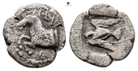 Kings of Thrace. Olynthos. Sparadokos circa 445-435 BC. Diobol AR