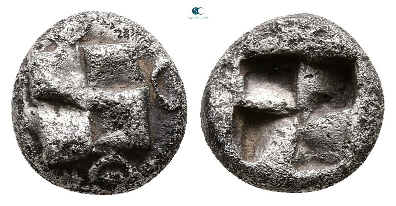 Ionia. Uncertain mint circa 625-600 BC. 
Diobol AR

8 mm, 1,01 g



Very ...