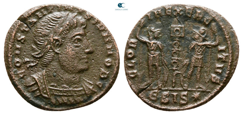 Constantine II, as Caesar AD 317-337. Siscia
Follis Æ

16 mm, 1,41 g



V...