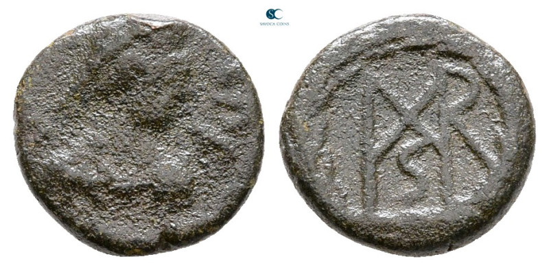 Marcianus AD 450-457. Uncertain mint
Nummus Æ

10 mm, 1,09 g



Fine