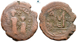Heraclius with Heraclius Constantine AD 610-641. Constantinople. Follis or 40 Nummi Æ
