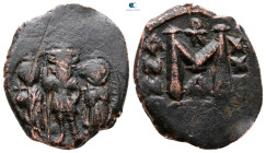 Heraclius, with Martina and Heraclius Constantine AD 610-641. Constantinople. Follis or 40 Nummi Æ