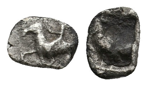 THRACO-MACEDONIA. Uncertain mint. AR Hemiobol. 
Rare
.
Condition: Very fine.
Wei...